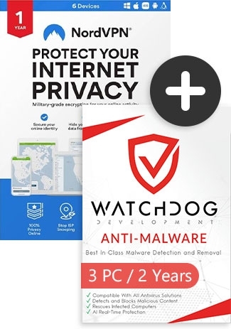 Watchdog + NordVPN - 6 Devices (1Year)+ Watchdog Anti-Malware - 3 PCs (2 Years) [EU]